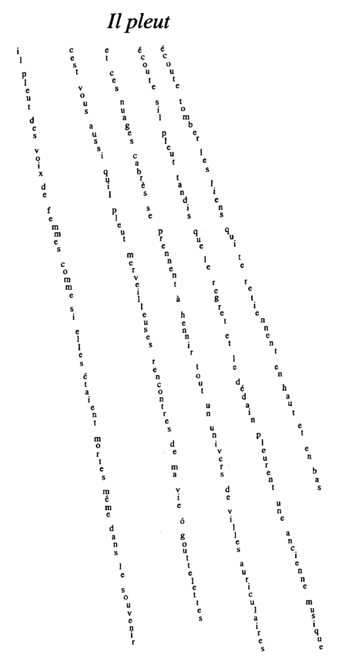 Il pleut des voix de femmes comme si elles étaient mortes même dans le souvenir c’est vous aussi qu’il pleut, merveilleuses rencontres de ma vie. ô gouttelettes ! et ces nuages cabrés se prennent à hennir tout un univers de villes auriculaires écoute s’il pleut tandis que le regret et le dédain pleurent une ancienne musique écoute tomber les liens qui te retiennent en haut et en bas